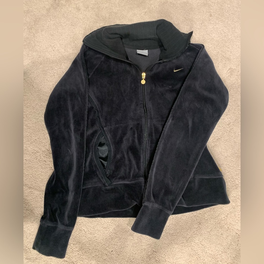 VINTAGE Nike Velour Gold Trim Full Zip | Size: M